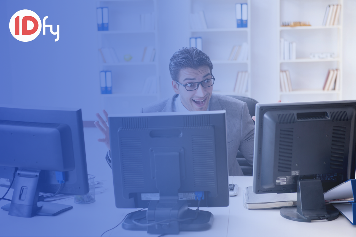 The image signifies an employee moonlighting on multiple systems at the same time.